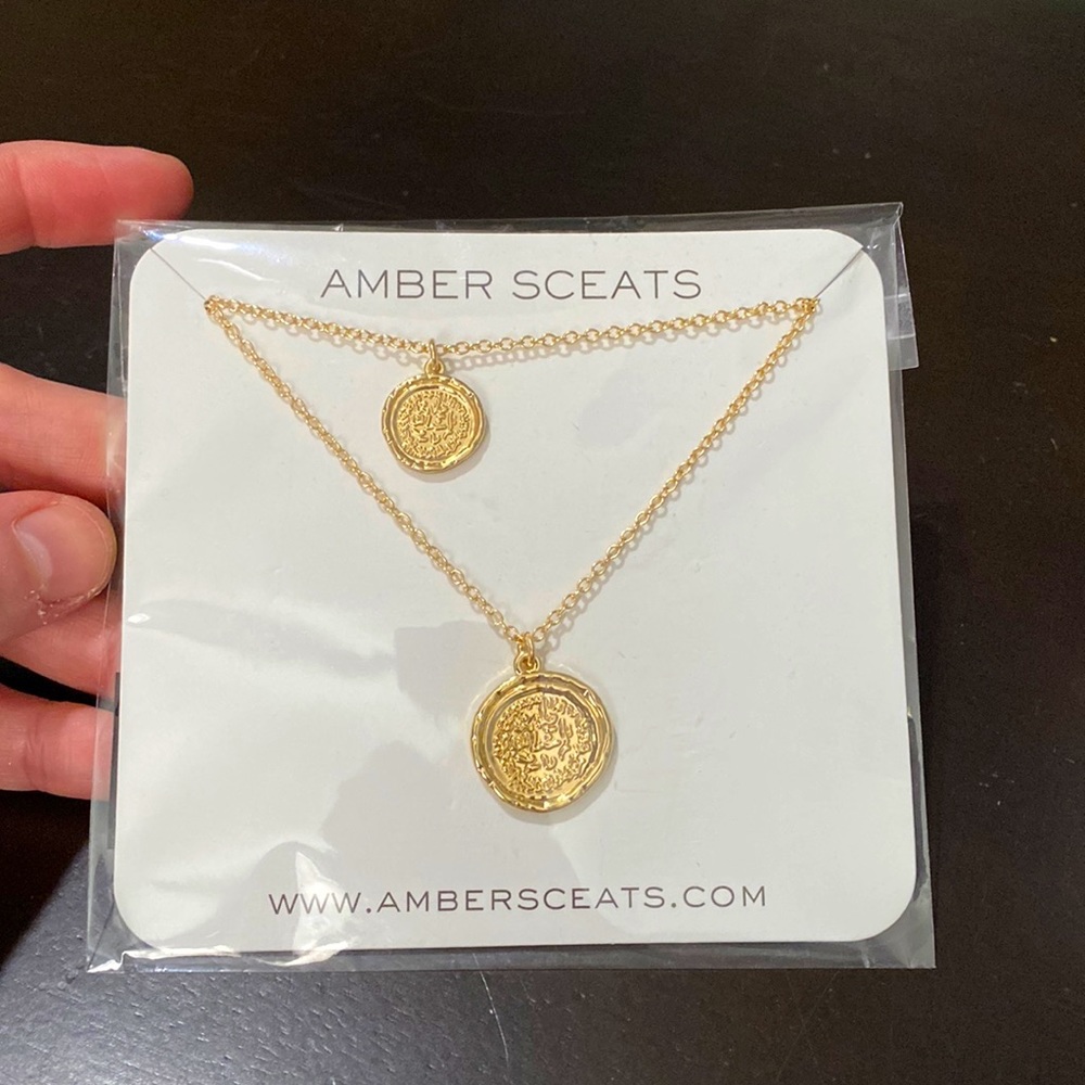 New Amber Sceats Double Gold Coin Necklace